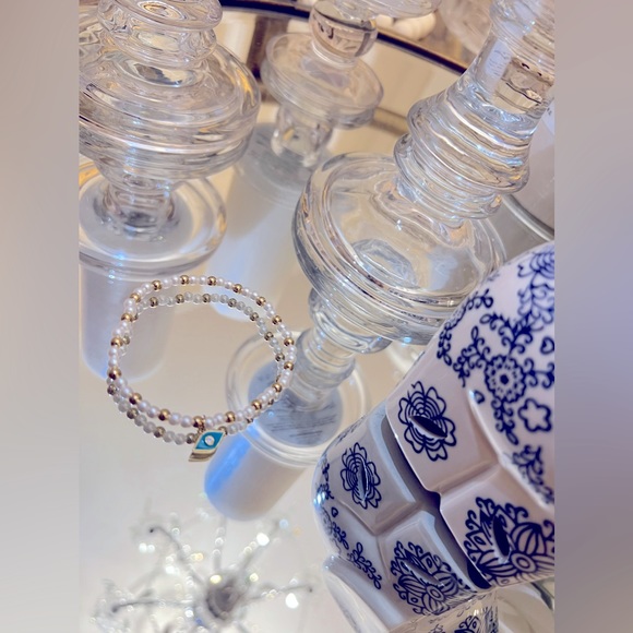 Evil Eye Bracelet White/Gold/Blue - Picture 2 of 3